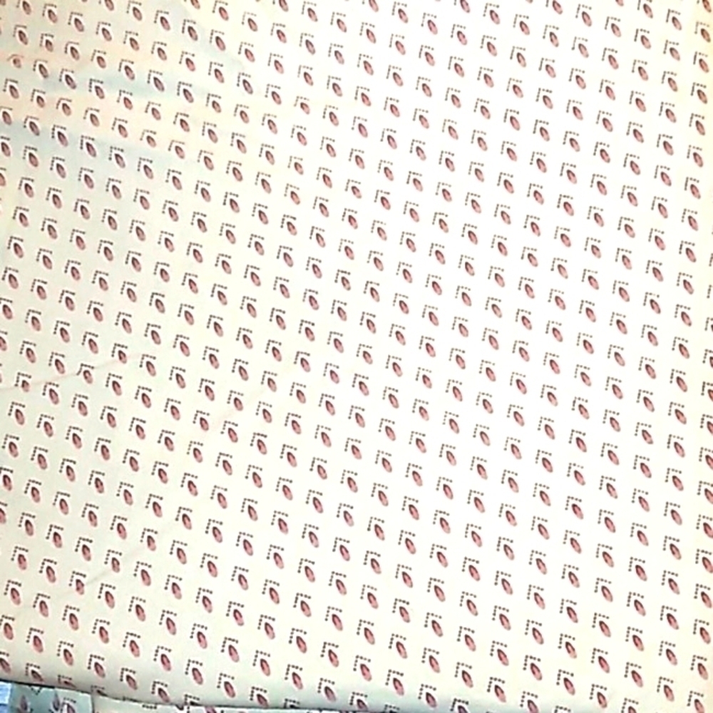 Homamade country farmhouse table cloth tan red